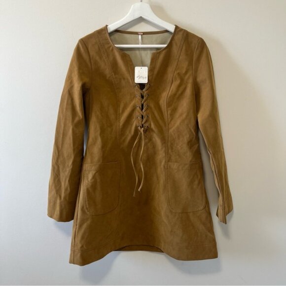 FREE PEOPLE Bradley Faux Suede Mini Dress Size S - Picture 5 of 13
